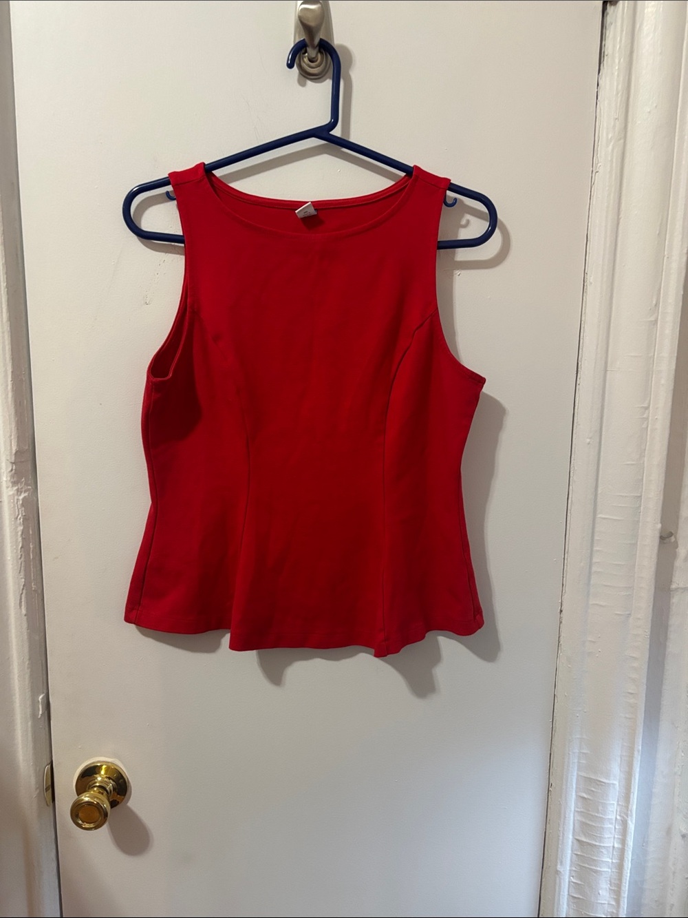 Red Sleeveless Women's Peplum Top
